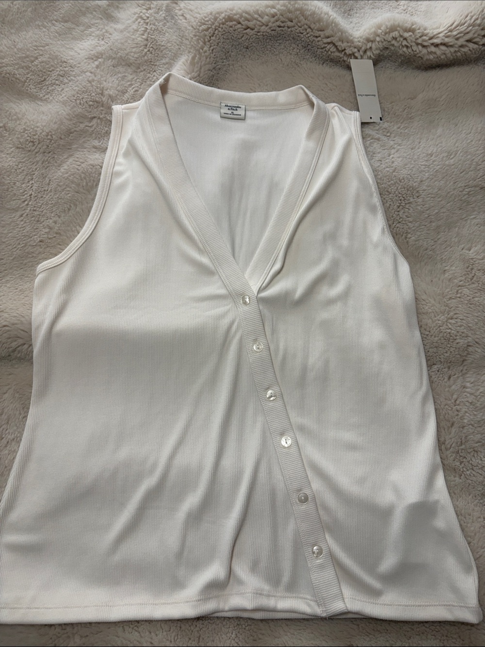 Abercrombie & Fitch Ivory Button-Front V-Neck Tank